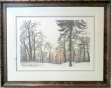 FRANKLIN GALAMBOS FRAMED HAND TINTED ETCHING " MORNING HAZE " FRANKLIN GALAMBOS FRAMED HAND TINTED ETCHING " MORNING HAZE "