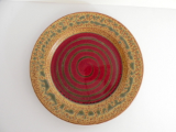 RAY POTTERY RED SPIRAL DINNER PLATE RAY POTTERY RED SPIRAL DINNER PLATE