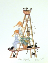 P. BUCKLEY MOSS PRINT " PIGTAILS AND CATTAILS " P. BUCKLEY MOSS PRINT " PIGTAILS AND CATTAILS "