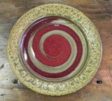 RAY POTTERY RED SPIRAL SALAD PLATE RAY POTTERY RED SPIRAL SALAD PLATE